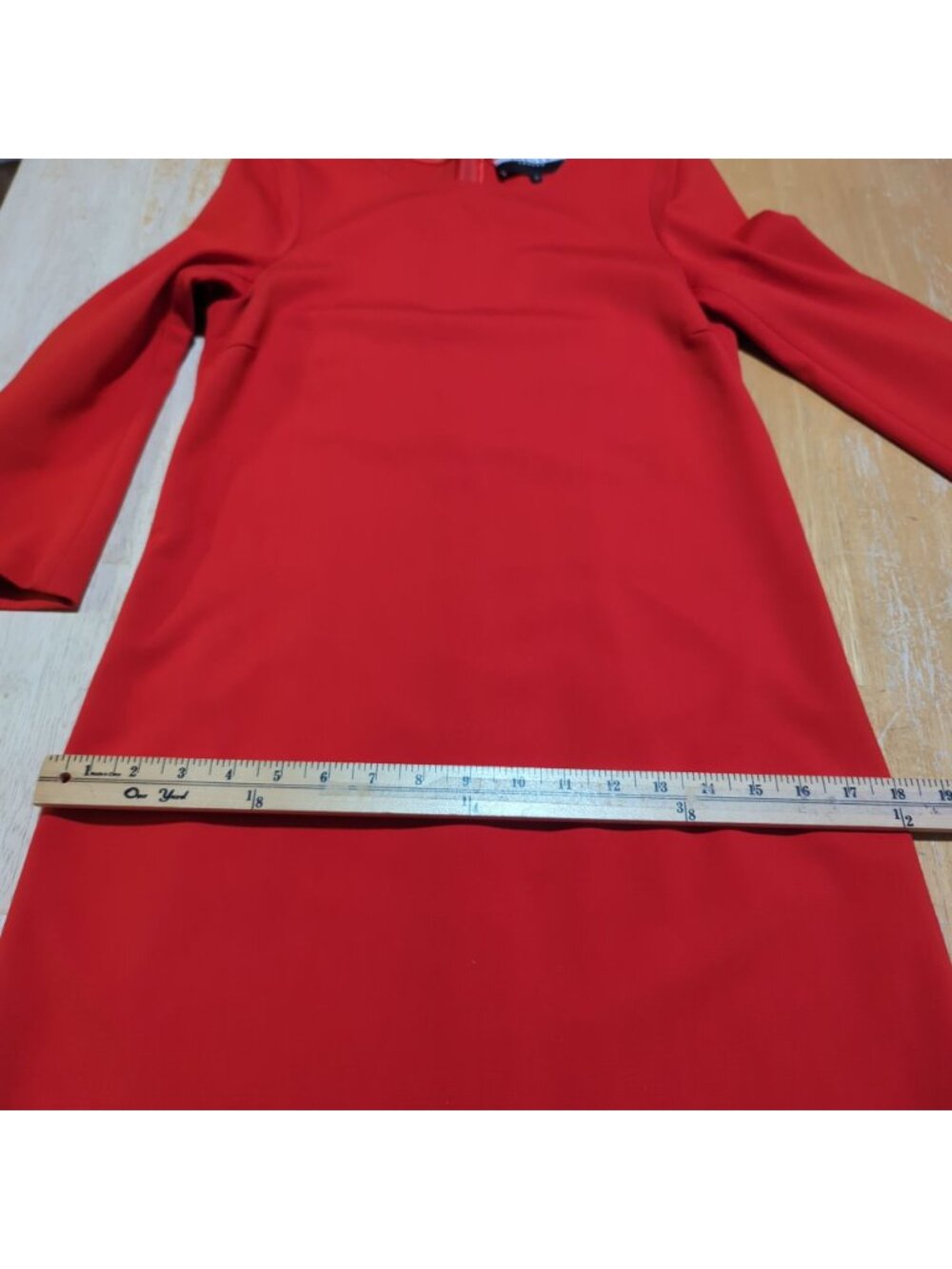 Jaeger London Dress Womens 6 Red Orange Sheath Stretch Long Sleeve Career - Picture 14 of 15